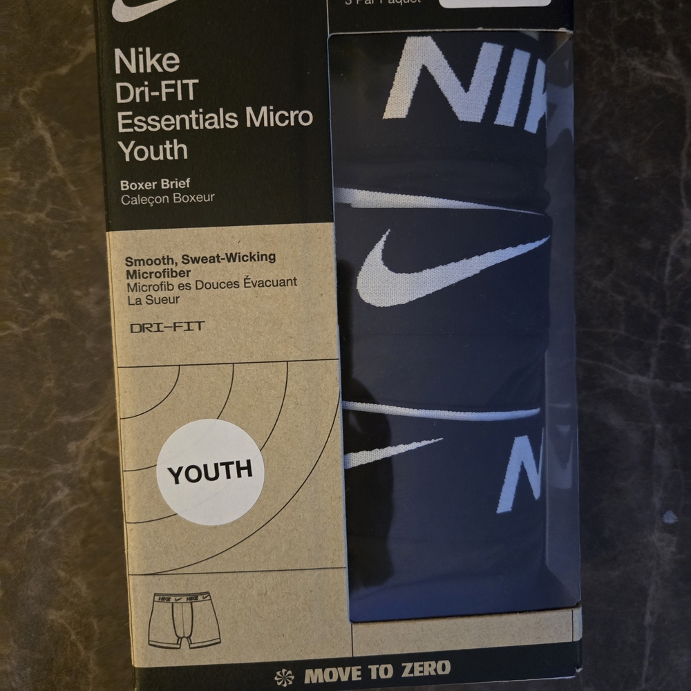 Nike Youth Dri-FIT Micro Boxer Briefs - Navy and White